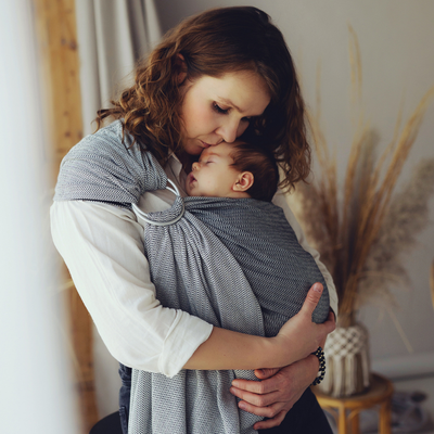 Černobílý Ring Sling Zen Path M (2,0 m) – s recyklovanou bavlnou