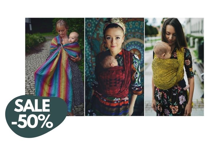 Šátky na nošení a ring sling šátky – sleva 50 %