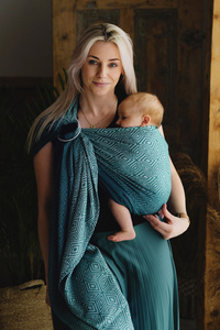 Ring Sling Jade Cube vel. M /II. jakost– zelenošedý, snadno použitelný