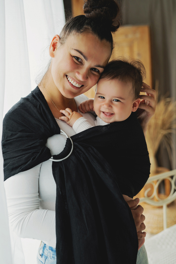 Ring sling Pure Linen Midnight Black - S (1,7 m) /II. jakost