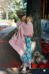 Ring sling Pink Linen Wildness - S (1,7 m)