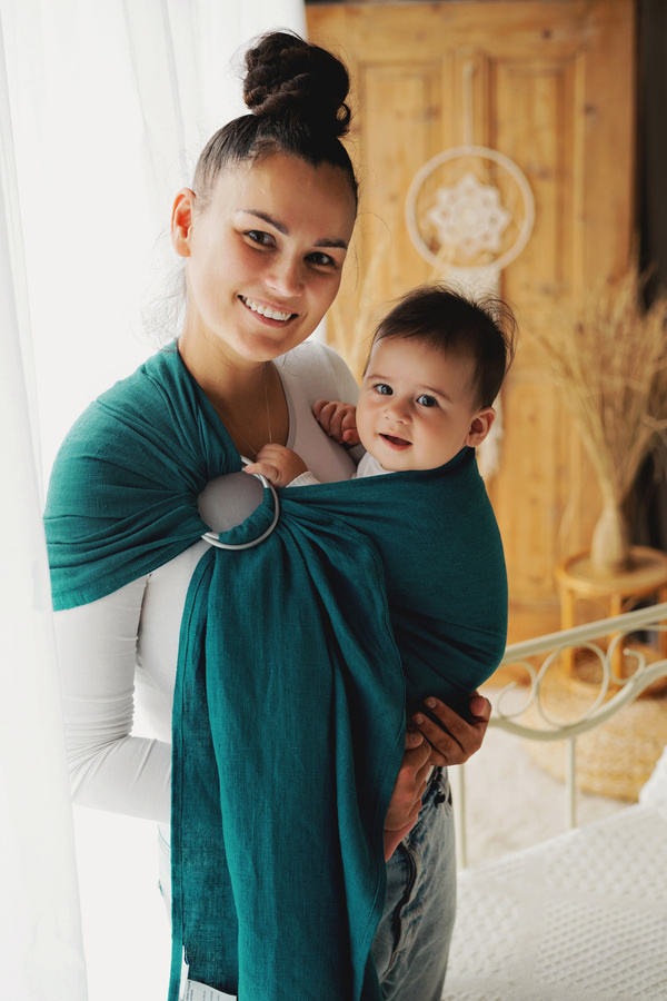 Ring sling Pure Linen Deep Aqua - S (1,7m)