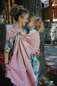 Ring sling Pink Linen Wildness - S (1,7 m)