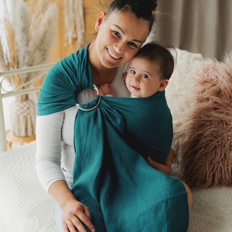 Ring sling Pure Linen Deep Aqua - S (1,7m)
