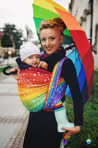 Šátek na nošení dětí Rainbow Stars size 4