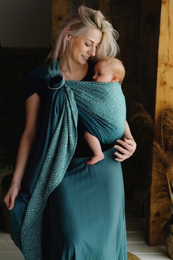 Ring Sling Jade Cube vel. M /II. jakost– zelenošedý, snadno použitelný